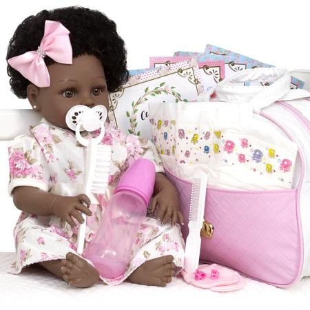 Bebe Reborn Menina Negra Panda Cabelo Cacheado Pode Banho - Cegonha Reborn  Dolls - Boneca em Tratamento de Câncer - Magazine Luiza