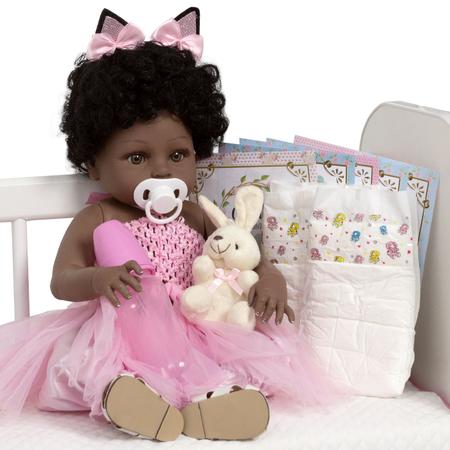 Bebe Reborn Menina Cabelo Cacheado Enxoval Coelhinha Fofa - Cegonha Reborn  Dolls - Bonecas - Magazine Luiza