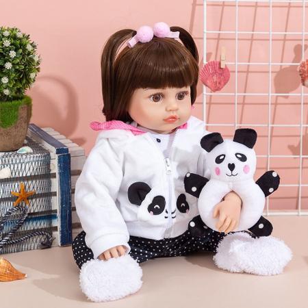 Boneca Bebê Reborn Panda Realista Brastoy Silicone Conjunto de Roupa  Chupeta Mamadeira e Pelúcia - Bonecas - Magazine Luiza