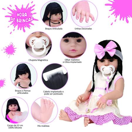 Boneca Reborn Realista Laura Corpo de Silicone + 20 Itens - Cegonha Reborn  Dolls - Boneca Reborn - Magazine Luiza