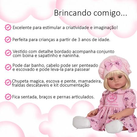 Roupa para boneca bebê reborn (52cm) - conjunto rosa