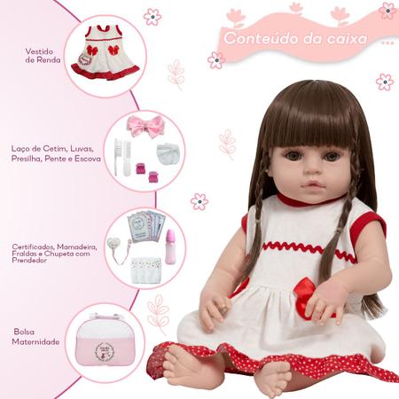 Boneca Bebê Reborn Silicone Larinha Olhos Castanhos - Store Doll - Bonecas  - Magazine Luiza