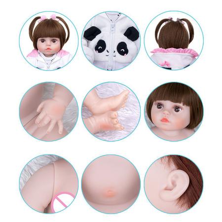 Brastoy Bebê Reborn Boneca Silicone Menina Panda Original (48cm