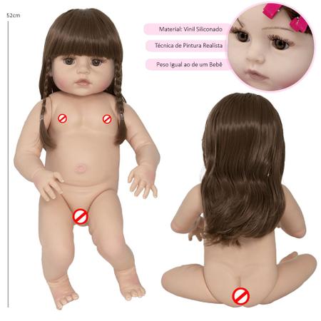 Boneca Reborn Bebê Abigail 100% Silicone 16 Acessórios Luxo