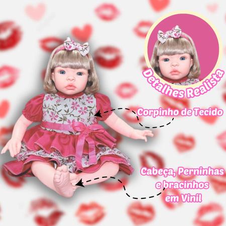 Boneca Reborn Baby Kiss Estilo Bebê Reborn Realista SID-NYL