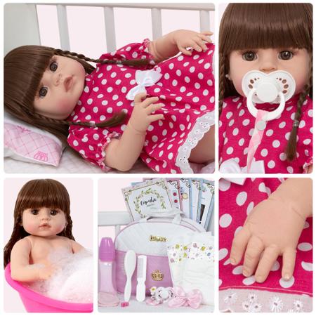 Bebê Reborn Realista 100% Silicone + 23 Itens Bolsa Maternidade