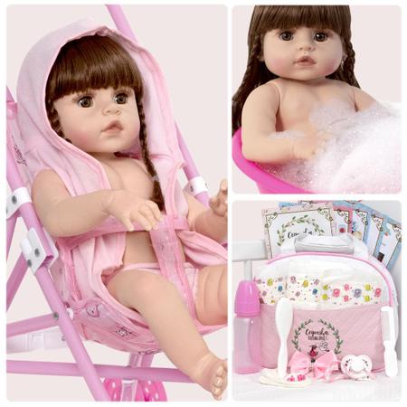 Bebe Reborn Boneca Menina Silicone Realista Com Enxoval - ShopJJ - Bonecas  - Magazine Luiza