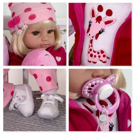 Boneca Bebe Reborn Pano Loira Girafinha Girafa Menina Luxo - Chic