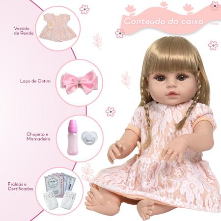 Imagem de Bebe Reborn Realista Loira Enxoval 13 Itens Envio Imediato