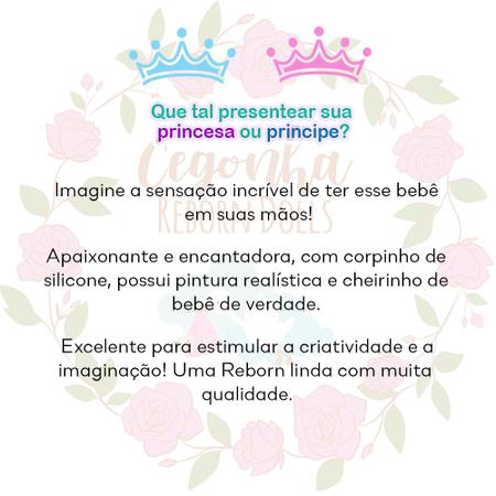 Boneca Bebe Reborn Princesa 100% Silicone Real C/ Acessórios - R$ 169,9