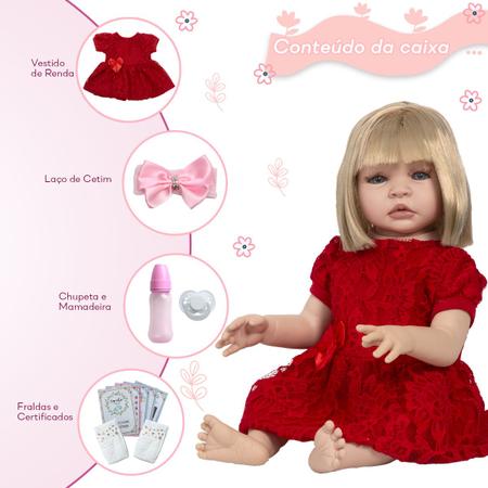 Boneca Bebe Reborn Fofinha Princesa 46cm Com Kit Acessórios no Shoptime