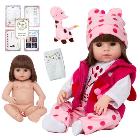 Boneca Bebe Reborn Silicone Girafinha Girafa Loira Menina - Chic