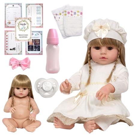 Bebe Reborn Realista Menina Loira Fofinha Enxoval Completo - Chic