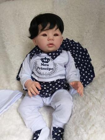 Bebe Reborn Realista Menino Moreno Enxoval - Nacional - Boneca