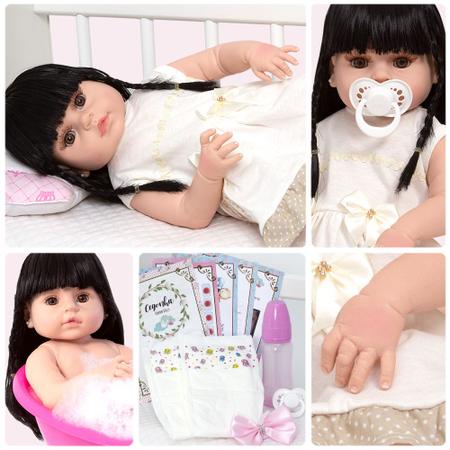 Boneca Reborn Realista Morena que Senta com 21 Apetrechos - Cegonha Reborn  Dolls - Boneca Reborn - Magazine Luiza