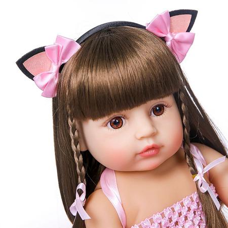 Bebê Reborn Realista Princesa Rosa 55cm + Enxoval Completo