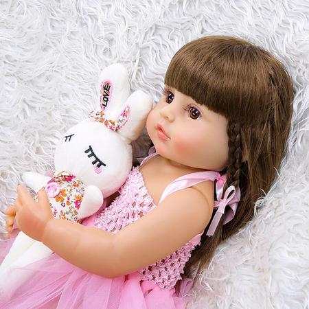 Boneca beba reborn realista princesa55cm 100 silicone brastoy