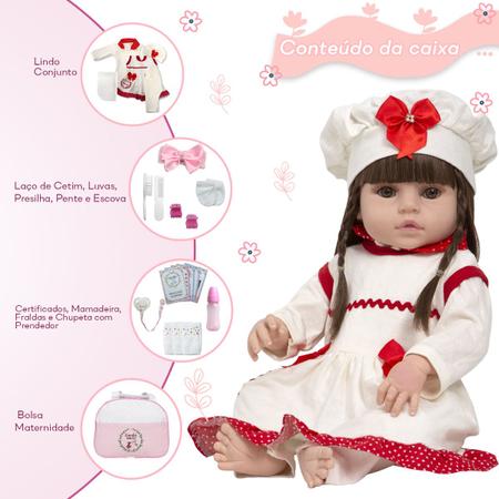 Boneca Bebe Reborn Recem Nascida Silicone Com Lindos Itens