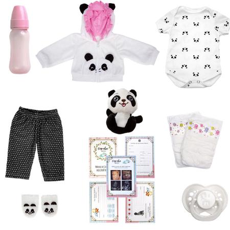 Bebê Boneca Reborn Barata Panda Menina Presente Enxoval