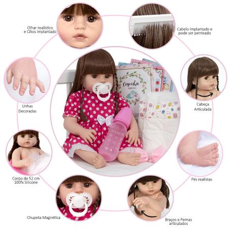 Boneca Bebê Reborn Barata Recem Nascida Banho 20 Acessórios - Cegonha Reborn  Dolls - Bonecas - Magazine Luiza