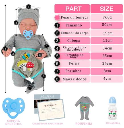 Bebê reborn recem nascido super realista 50cm + kit completo - Artesanal -  Bonecas - Magazine Luiza