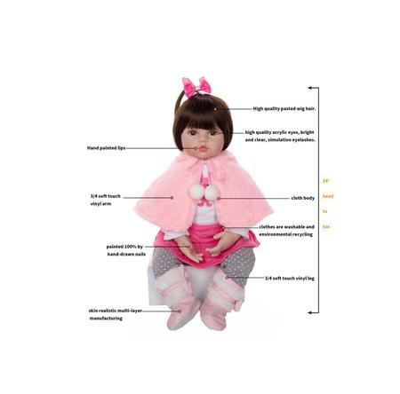 Boneca bebe reborn original silicone realista com 47 cm,Boneca