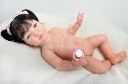 Bebe Reborn Menina Carmela Silicone Cabelo Fio A Fio - ANA DOLLS