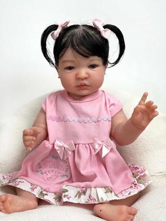 Bebe Reborn Menina Carmela Silicone Cabelo Fio A Fio - ANA DOLLS