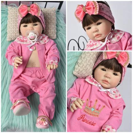 Bebe Reborn Silicone Banho Menina Mundo Brinquedos Real Boneca BK Morena  Silicone Princesa