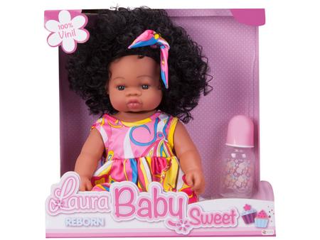 Boneca Bebe Reborn Laura Baby Sweet Jasmine 100% Vinil Siliconado Macio 6  Acessórios - Shiny Toys 000538 - Distribuidora Tropical Santos