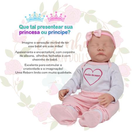 Imagem de Bebe Tipo Reborn Menina Recém Nascida Olho Fechado Fofinha