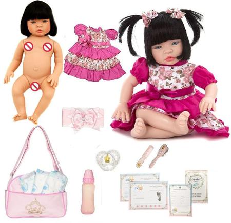 Boneca Bebê Reborn Morena De Luxo Cegonha Dolls 23 Itens - Chic Outlet -  Economize com estilo!