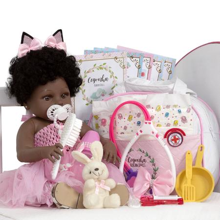 Boneca Bebê Reborn Realista Negra 20 Itens Bolsa Maternidade - Cegonha  Reborn Dolls - Boneca Negra - Magazine Luiza