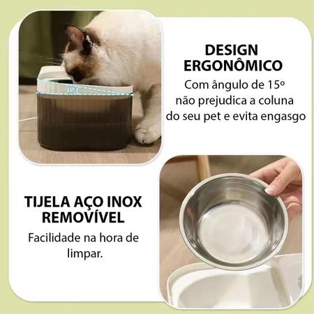 Imagem de Bebedouro Comedouro Flor Gato Cachorro Filtro Agua Potavel Raçao Comida Silencioso Saudavel Bem Estar