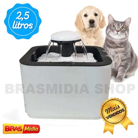 Imagem de Bebedouro Fonte De Água Gato Cães Pet Com Filtro 2,5l Usb