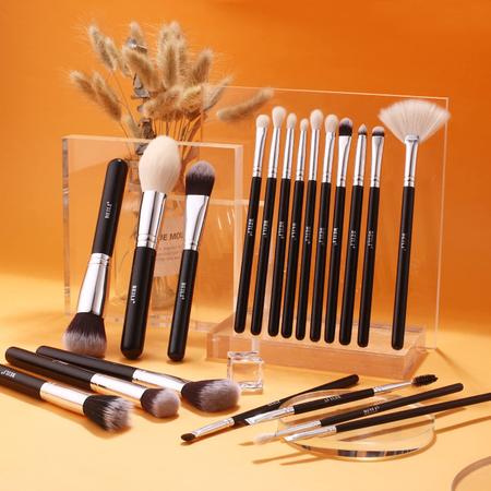 Imagem de BEILI Pincéis de Maquiagem 20pcs Profissional Maquiagem Escova Set Natural Cabra Cabelo Premium Sintético Kabuki Foundation Face Pó Fan Contorno Corretivo Sombras Sombras Sobrancelha Delineador Maquiagem Pincel Ferramentas Kit (Preto)