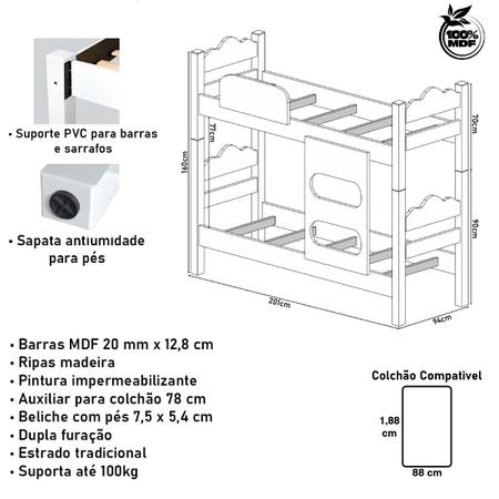 Imagem de Beliche Completa Versatil Com 2 Colchões D33 Premium