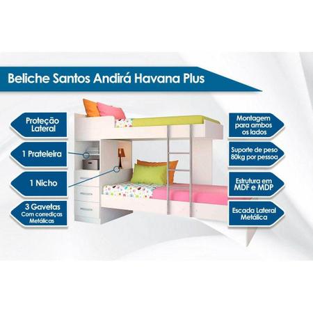 Imagem de Beliche Havana Plus c/ 3 gavetas Atacama - Santos Andirá