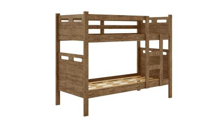 Imagem de beliche jaspe solteiro que vira duas cama com escada fixada por parafuso passante mdf castanho