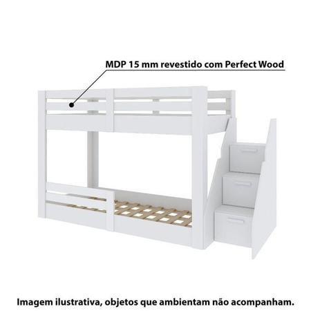 Imagem de Beliche Montessoriano Star Plus com Grade e Escada Casatema