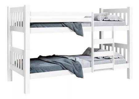 Imagem de Beliche solteiro caribe vira 2 camas solteiro c/grade proteção e escada  c/ 2 colchão solteiro d-23-branco