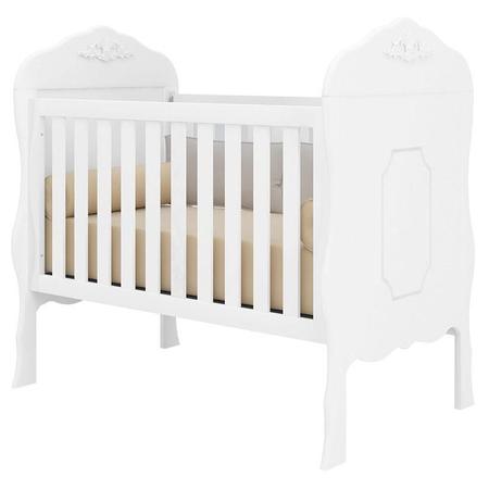 Berço Americano com Colchão e Cômoda Infantil Realeza Branco Acetinado Canaã - Canaa Baby Imagem de Berço Americano com Colchão e Cômoda Infantil Realeza Branco Acetinado Canaã