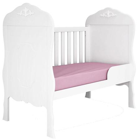 Berço Americano com Colchão e Cômoda Infantil Realeza Branco Acetinado Canaã - Canaa Baby Imagem de Berço Americano com Colchão e Cômoda Infantil Realeza Branco Acetinado Canaã