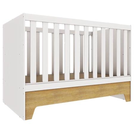 Imagem de Berço Americano Mini Cama com Guarda Roupa Infantil Malu Branco Acetinado Bétula com Colchão Ortobom  Carolina