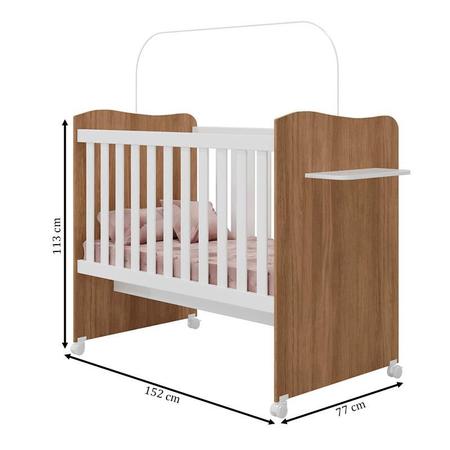 Berço Americano Munique Branco Carvalho com Colchão Gazin - Canaã - Canaa Baby Imagem de Berço Americano Munique Branco Carvalho com Colchão Gazin - Canaã