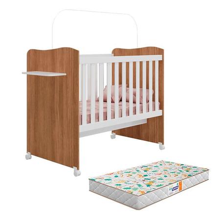 Berço Americano Munique Branco Carvalho com Colchão Gazin - Canaã - Canaa Baby Imagem de Berço Americano Munique Branco Carvalho com Colchão Gazin - Canaã