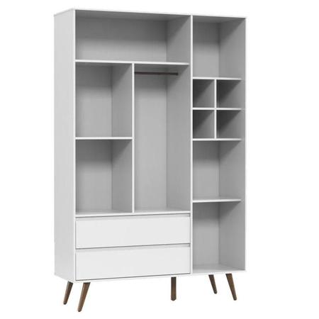 Imagem de Berço Americano Retrô Gold e Guarda Roupa 3 Portas Retrô Clean Branco Soft Eco Wood  Matic