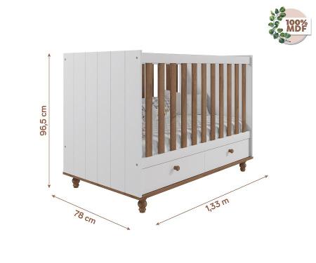 Berco Candy Com 2 Gavetas E Regulagem De Altura 100 % MDF Branco.