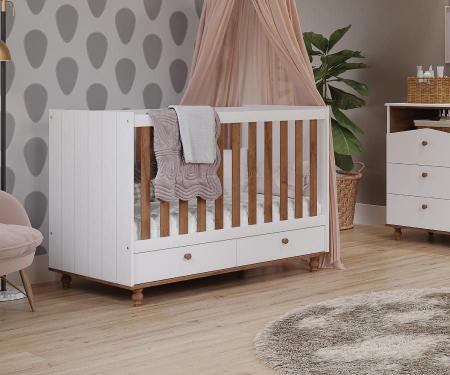 Berco Candy Com 2 Gavetas E Regulagem De Altura 100 % MDF Branco.