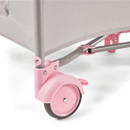 Imagem de Berço Cercadinho Compacto Premium Chiqueirinho Portátil Com Brinquedo Rosa 0-18Kg Multmaxx